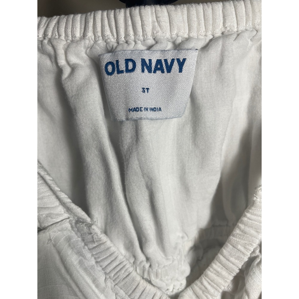 White Dress Kids 3T Old Navy Ruffle Cotton Blend Fairy Coastal Cottagecore - Picture 5 of 7
